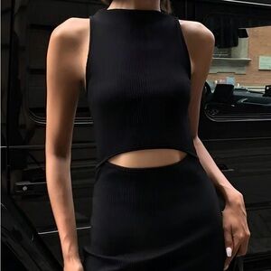 Commense Black Backless Dress